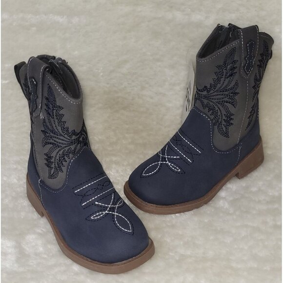 Cowboy Boots Square Toe TODDLER SIZE 7 Faux Leather By Pawz Stepping Stones NEW - Picture 1 of 7